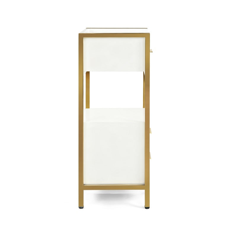 Salon Trolley 3 Drawer White, Golden Frame - MH-K001