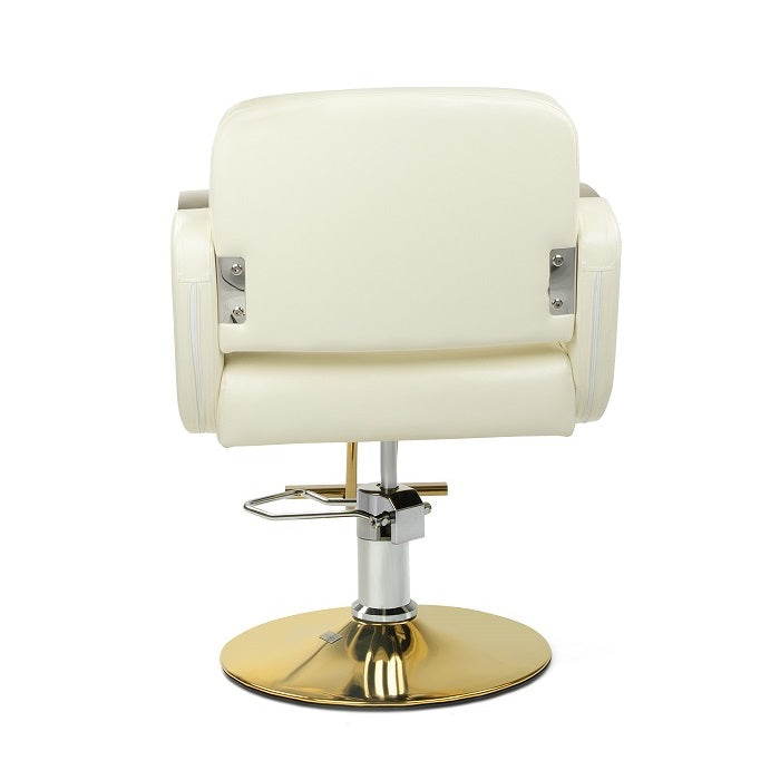 Styling Salon Chair white +gold metal base - DP-B172