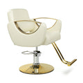 Styling Salon Chair white +gold metal base - DP-B172