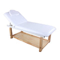 Manual Physio Bed White with Wooden Base - DP-8340