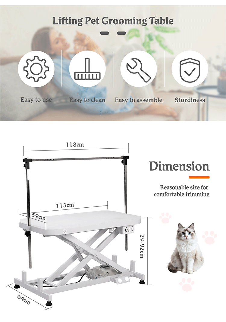 Pet Table Lifting Motor Function White - DP-XFL-P2