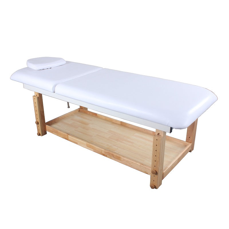 Manual Physio Bed White with Wooden Base - DP-8340