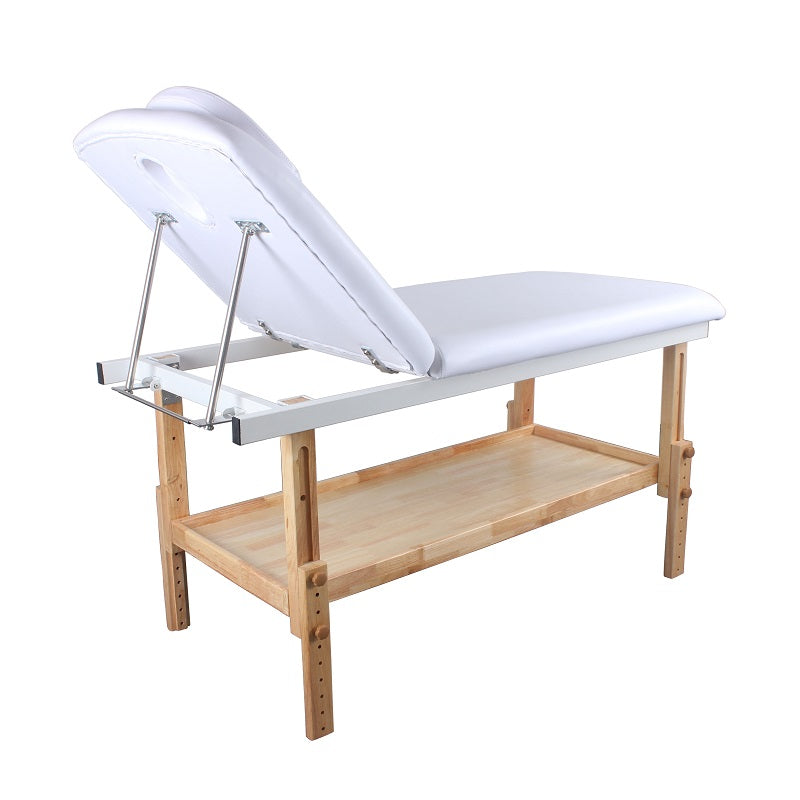 Manual Physio Bed White with Wooden Base - DP-8340