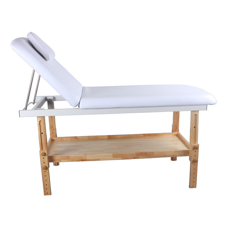 Manual Physio Bed White with Wooden Base - DP-8340