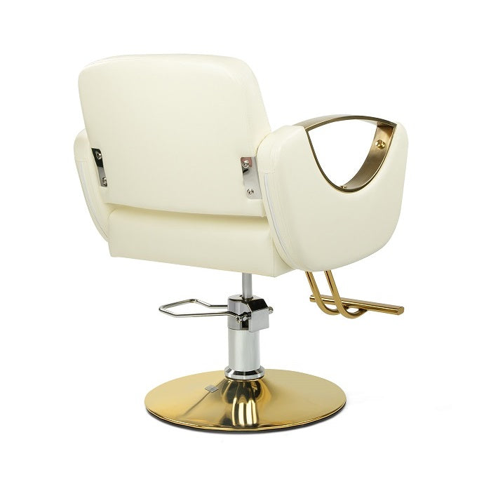 Styling Salon Chair white +gold metal base - DP-B172