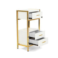 Salon Trolley 3 Drawer White, Golden Frame - MH-K001