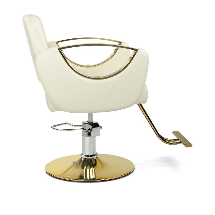 Styling Salon Chair white +gold metal base - DP-B172